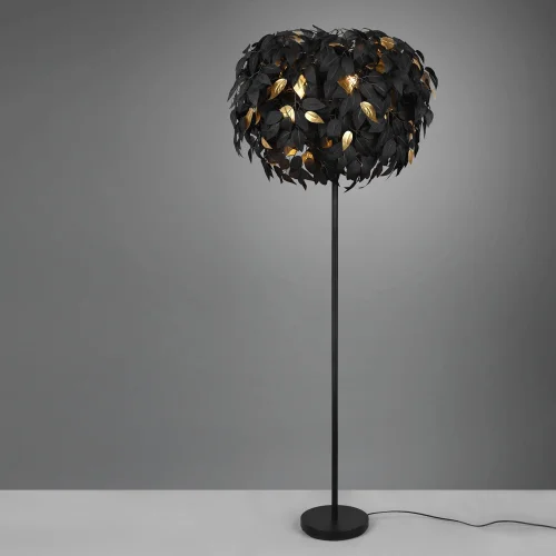 LAMPADAIRE 3 LUMIÈRES Ø 70CM FEUILLES NOIR LAMPADAIRE 3 LUMIÈRES Ø 70CM FEUILLES NOIR