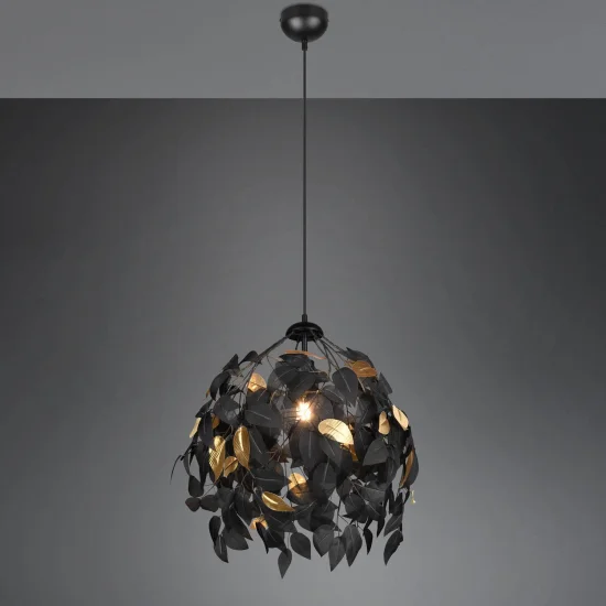 SUSPENSION 1 LUMIÈRE Ø 38CM FEUILLES NOIR 2