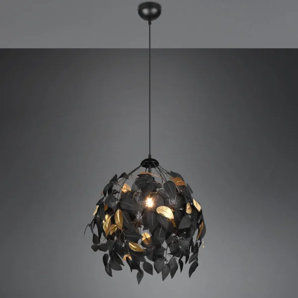 SUSPENSION 1 LUMIÈRE Ø 38CM FEUILLES NOIR