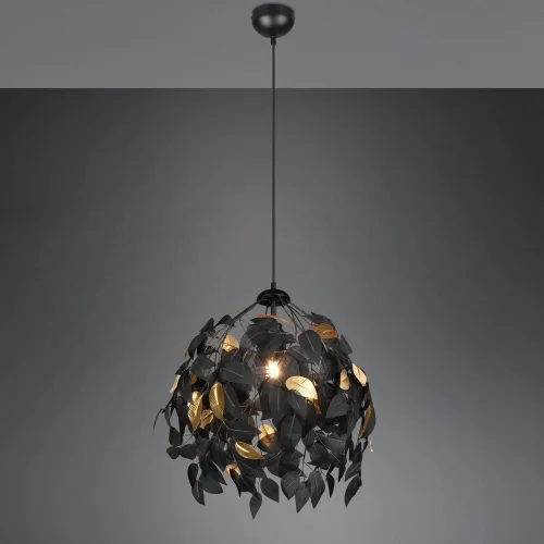 SUSPENSION 1 LUMIÈRE Ø 38CM FEUILLES NOIR