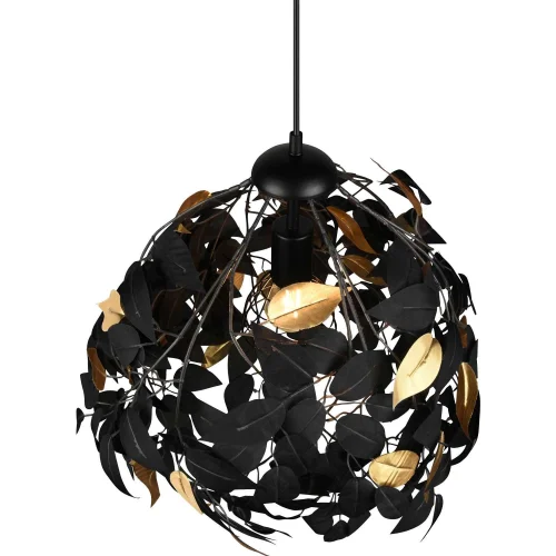SUSPENSION 1 LUMIÈRE Ø 38CM FEUILLES NOIR