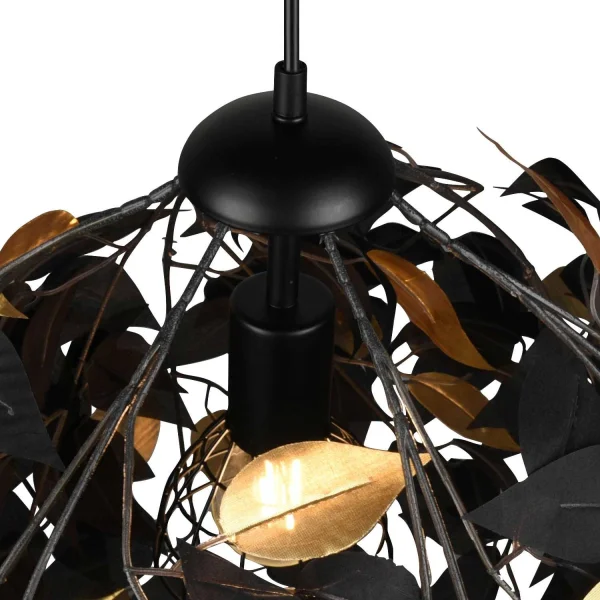 SUSPENSION 1 LUMIÈRE Ø 38CM FEUILLES NOIR