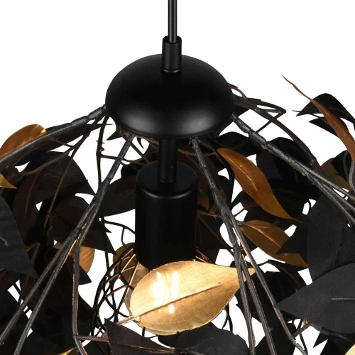 SUSPENSION 1 LUMIÈRE Ø 38CM FEUILLES NOIR