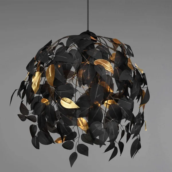 SUSPENSION 1 LUMIÈRE Ø 38CM FEUILLES NOIR