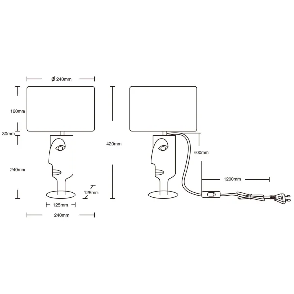 LAMPE DE TABLE EN MÉTAL ABAT-JOUR NOIR OTIS
