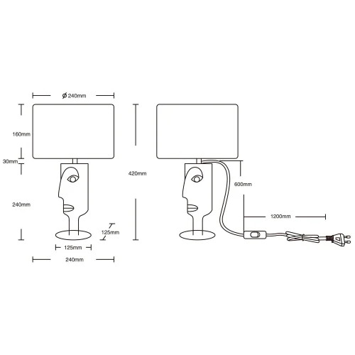 LAMPE DE TABLE EN MÉTAL ABAT-JOUR NOIR OTIS