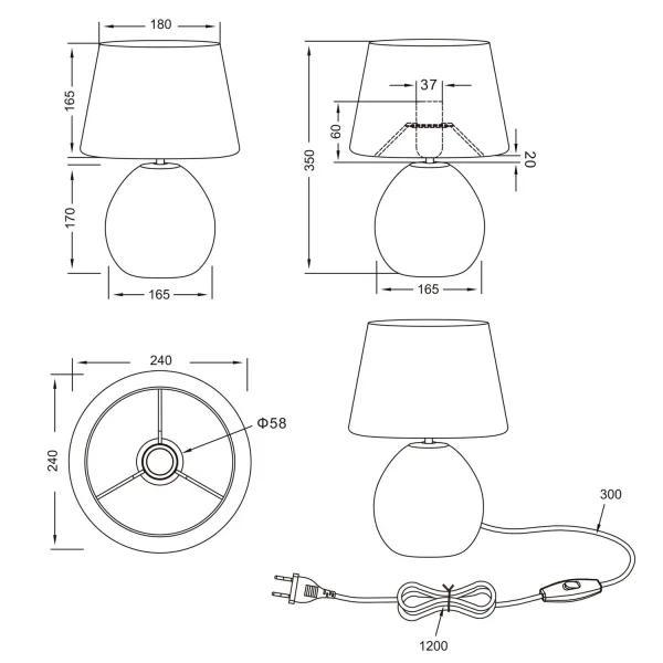 LAMPE DE TABLE SPLENDOUR 24CM IMITATION BOIS