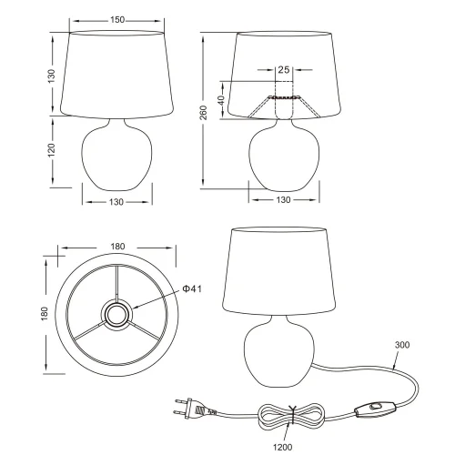 LAMPE DE TABLE SPLENDOUR 18CM IMITATION BOIS