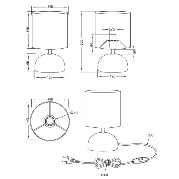 LAMPE DE TABLE JOEL IMITATION BOIS