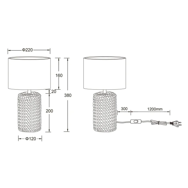LAMPE DE TABLE EN CÉRAMIQUE Ø 22CM E27 DIMAS