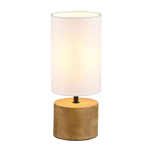 LAMPE DE TABLE SIGRID Ø 12CM EN BOIS NATUREL ABAT-JOUR BLANC