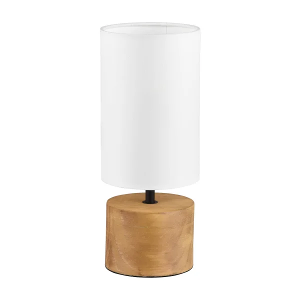 LAMPE DE TABLE SIGRID Ø 12CM EN BOIS NATUREL ABAT-JOUR BLANC