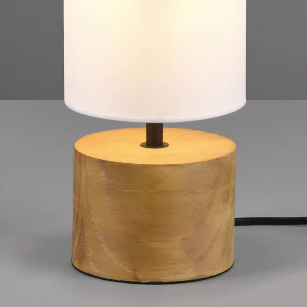 LAMPE DE TABLE SIGRID Ø 12CM EN BOIS NATUREL ABAT-JOUR BLANC
