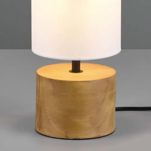 LAMPE DE TABLE SIGRID Ø 12CM EN BOIS NATUREL ABAT-JOUR BLANC