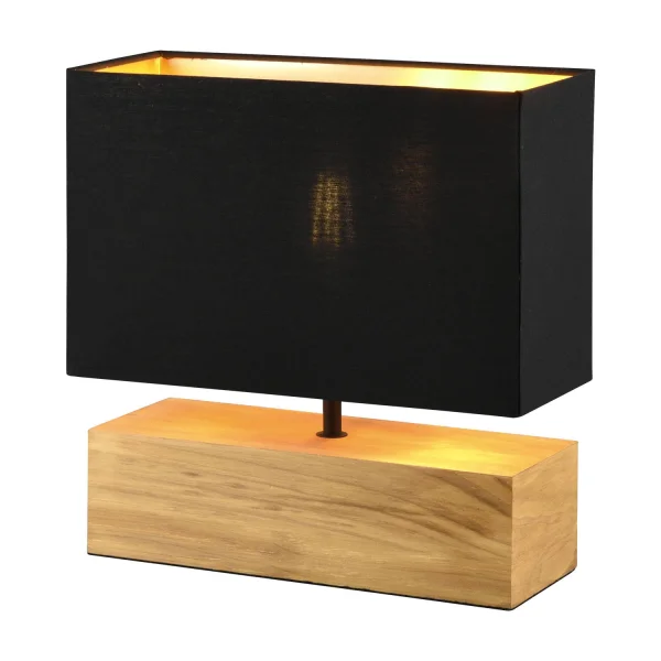 LAMPE DE TABLE SIGRID BOIS NATUREL ABAT-JOUR NOIR E27
