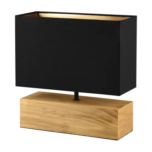 LAMPE DE TABLE SIGRID BOIS NATUREL ABAT-JOUR NOIR E27