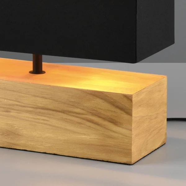 LAMPE DE TABLE SIGRID BOIS NATUREL ABAT-JOUR NOIR E27