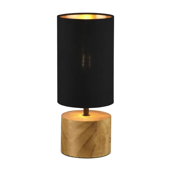 LAMPE DE TABLE SIGRID Ø 12CM BOIS NATUREL ABAT-JOUR NOIR