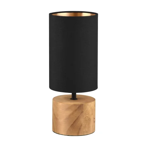 LAMPE DE TABLE SIGRID Ø 12CM BOIS NATUREL ABAT-JOUR NOIR
