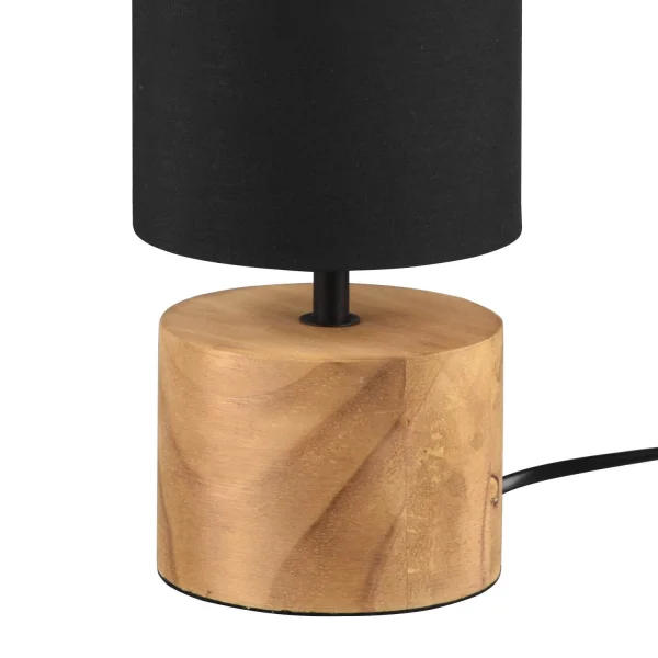 LAMPE DE TABLE SIGRID Ø 12CM BOIS NATUREL ABAT-JOUR NOIR