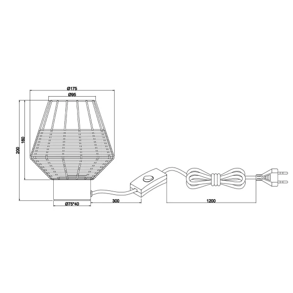 LAMPE DE TABLE EN ROTIN NOIR GALADRIEL