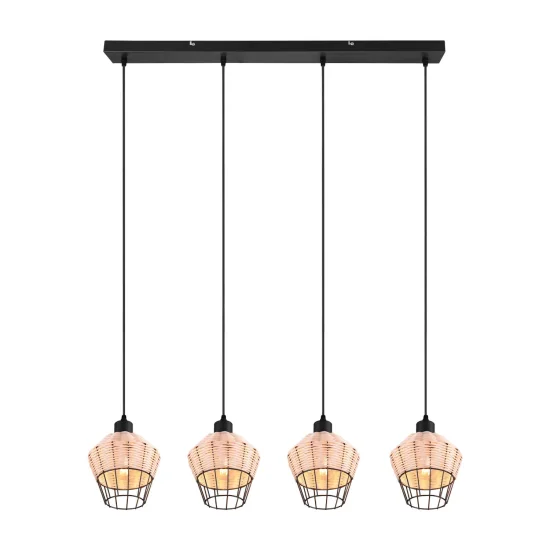 SUSPENSION 4 LUMIÈRES ROTIN NATUREL GALADRIEL