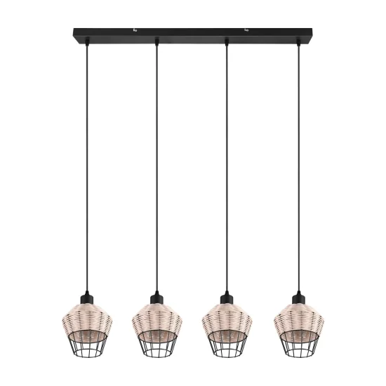 SUSPENSION 4 LUMIÈRES ROTIN NATUREL GALADRIEL 2