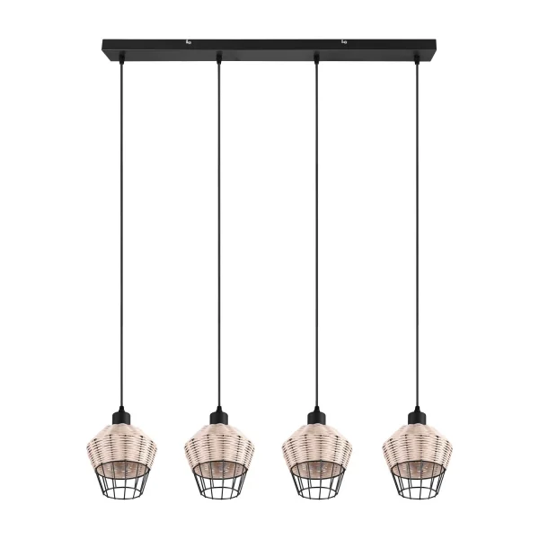 SUSPENSION 4 LUMIÈRES ROTIN NATUREL GALADRIEL