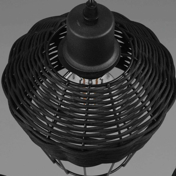 SUSPENSION 3 LUMIÈRES ROTIN NOIR GALADRIEL