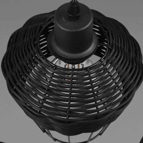 SUSPENSION 3 LUMIÈRES ROTIN NOIR GALADRIEL