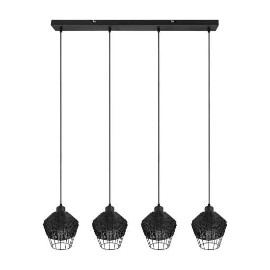 SUSPENSION 4 LUMIÈRES ROTIN NOIR GALADRIEL 2