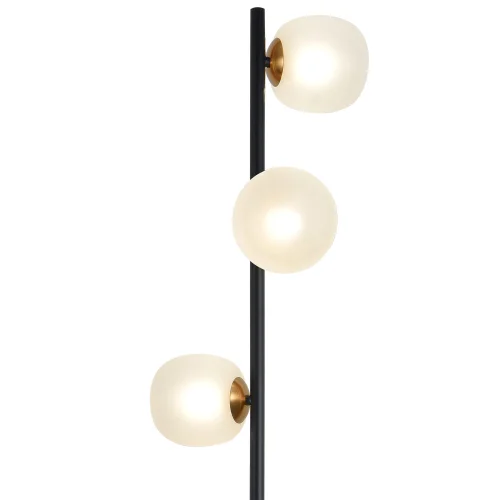 LAMPADAIRE 3 LUMIÈRES FER NOIR AVEC ABAT-JOUR BLANC NICOLETTA