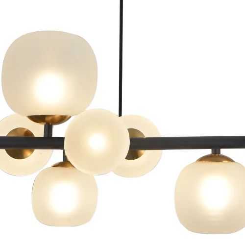 SUPENSION 8 LUMIÈRES FER NOIR AVEC ABAT-JOUR BLANC NICOLETTA