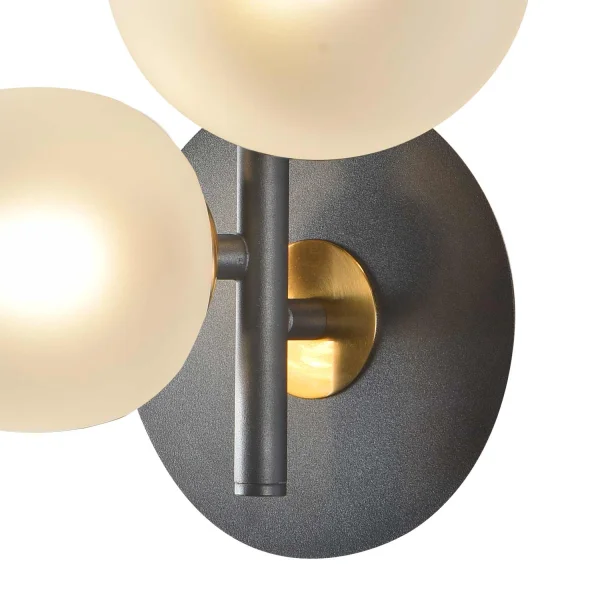 APPLIQUE 3 LUMIÈRES FER NOIR AVEC ABAT-JOUR BLANC NICOLETTA