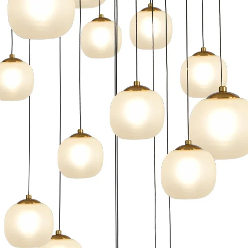 SUSPENSION 16 LUMIÈRES FER NOIR/BRONZE ABAT-JOUR BLANC NICOLETTA