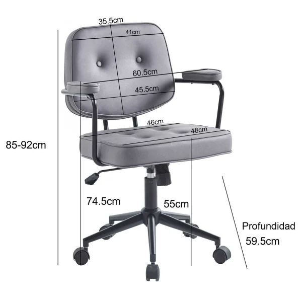 CHAISE DE BUREAU AVEC ROULETTES ANTHRACITE DELTA