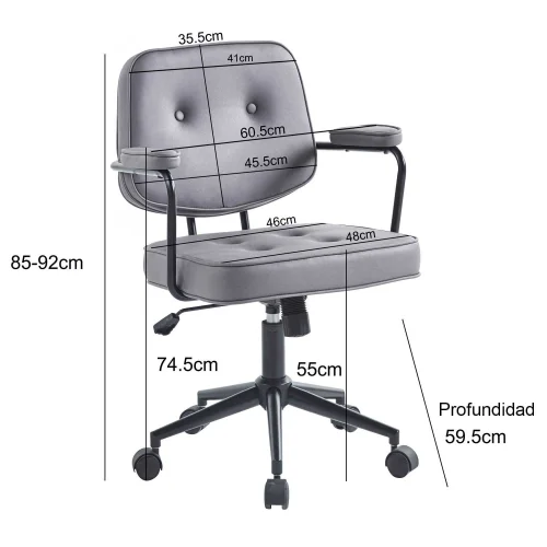 CHAISE DE BUREAU AVEC ROULETTES ANTHRACITE DELTA