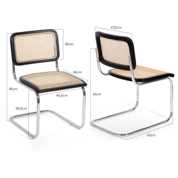 CHAISE WEBSTER NOIR ROTIN NATUREL