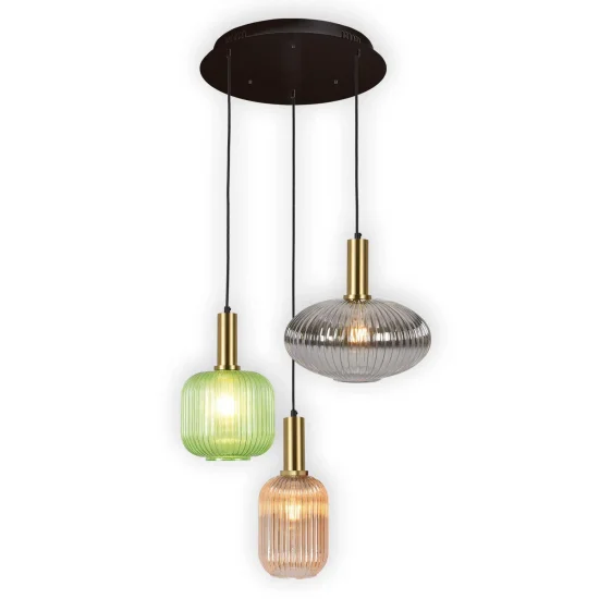 SUSPENSION 3 LUMIÈRES ABAT-JOUR COMBINÉES Ø40 E27 SHELBY 2