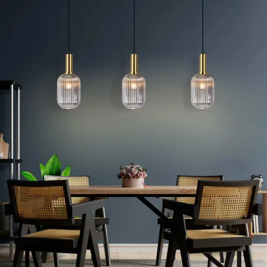 SUSPENSION 1 LUMIÈRE ABAT-JOUR FUMÉ E27 SHELBY 2
