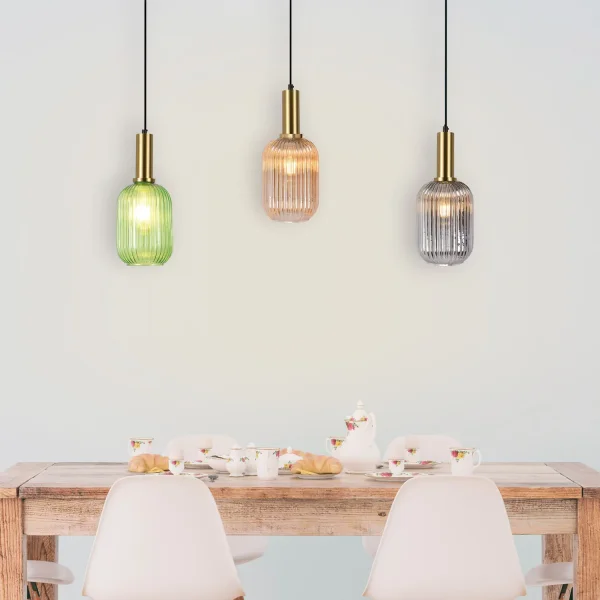 SUSPENSION 1 LUMIÈRE ABAT-JOUR FUMÉ E27 SHELBY