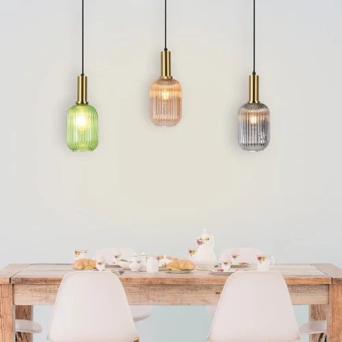 SUSPENSION 1 LUMIÈRE ABAT-JOUR FUMÉ E27 SHELBY