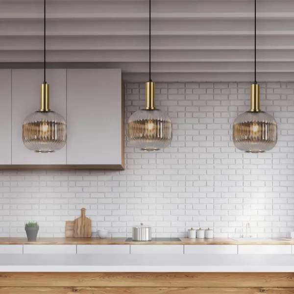 SUSPENSION 1 LUMIÈRE ABAT-JOUR FUME Ø20 E27 SHELBY