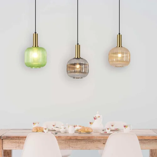 SUSPENSION 1 LUMIÈRE ABAT-JOUR FUME Ø20 E27 SHELBY