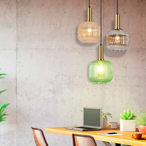 SUSPENSION 1 LUMIÈRE ABAT-JOUR FUME Ø20 E27 SHELBY