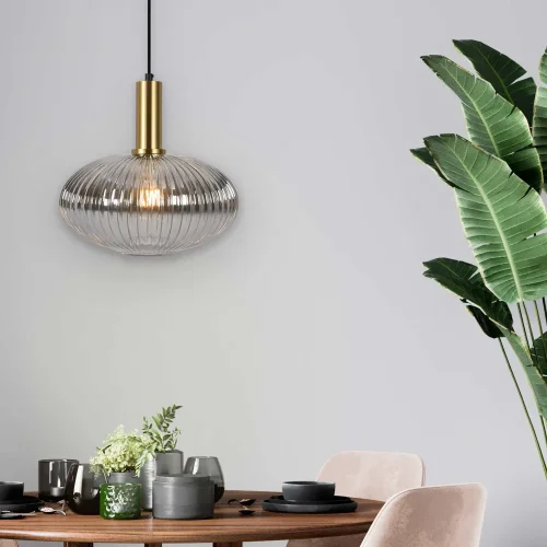 SUSPENSION 1 LUMIÈRE AVEC ABAT-JOUR FUMÉ Ø30 E27 SHELBY SUSPENSION 1 LUMIÈRE AVEC ABAT-JOUR FUMÉ Ø30 E27 SHELBY