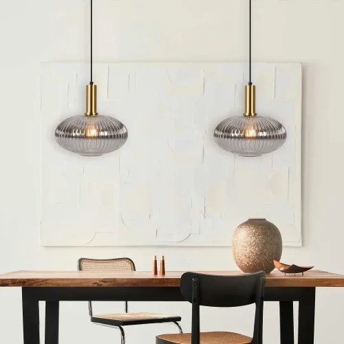 SUSPENSION 1 LUMIÈRE AVEC ABAT-JOUR FUMÉ Ø30 E27 SHELBY SUSPENSION 1 LUMIÈRE AVEC ABAT-JOUR FUMÉ Ø30 E27 SHELBY