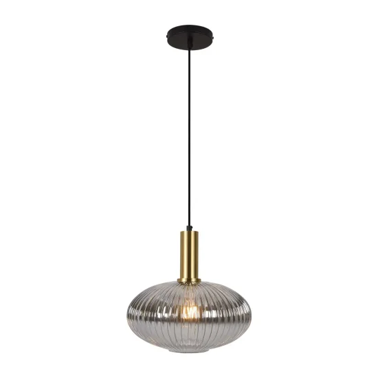 SUSPENSION 1 LUMIÈRE AVEC ABAT-JOUR FUMÉ Ø30 E27 SHELBY 2