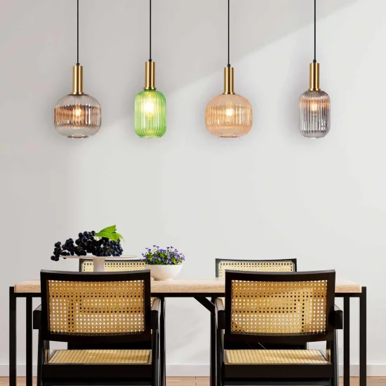 SUSPENSION 4 LUMIÈRES AVEC ABAT-JOUR COMBINÉS E27 SHELBY