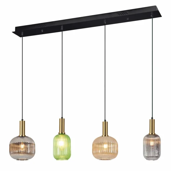 SUSPENSION 4 LUMIÈRES AVEC ABAT-JOUR COMBINÉS E27 SHELBY 2